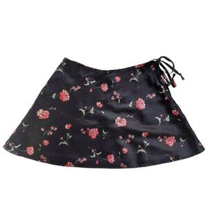 VTG Jonathan Martin Floral Mini ALine Skirt Medium Satin Y2K Fairy Gothic Grunge